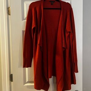 Women's Burnt Orange Open Front Cardigan Sweater